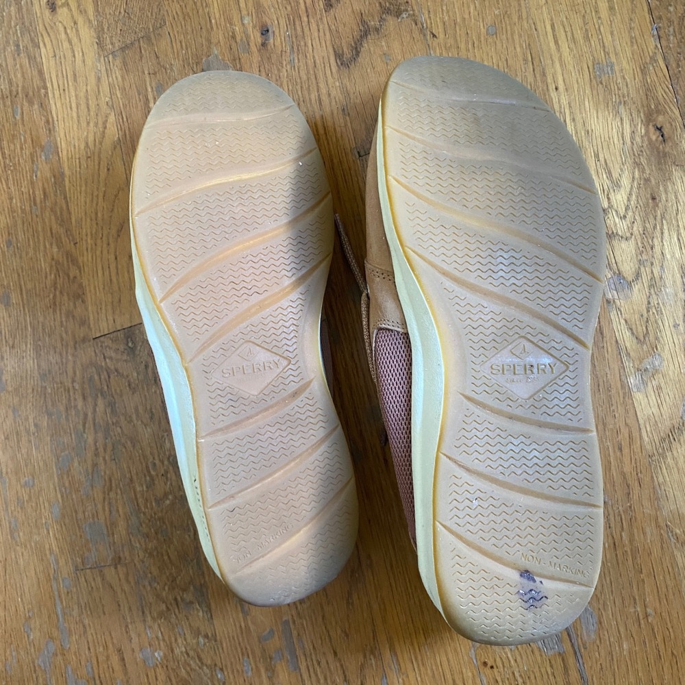 Sperry Boat Shoes Men 10.5 Tan Leather Mesh Memory Foam Classic Loafers STS17627 - Picture 10 of 10